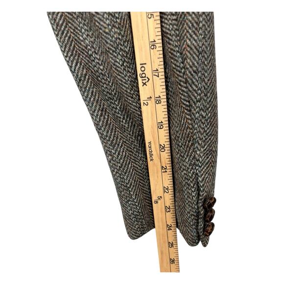 Vintage Harris Tweed Wool Jacket Western Hunting Box Pleat Martingale Belt 40 - Picture 6 of 11